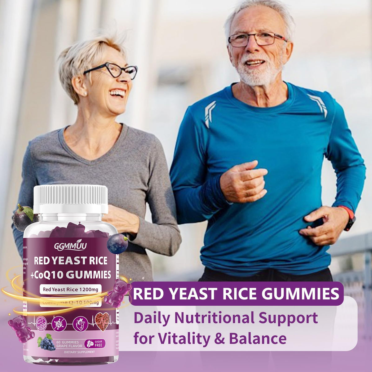 Red Yeast Rice with CoQ10 Gummies 1200mg Sugar Free 120 Count Y717878