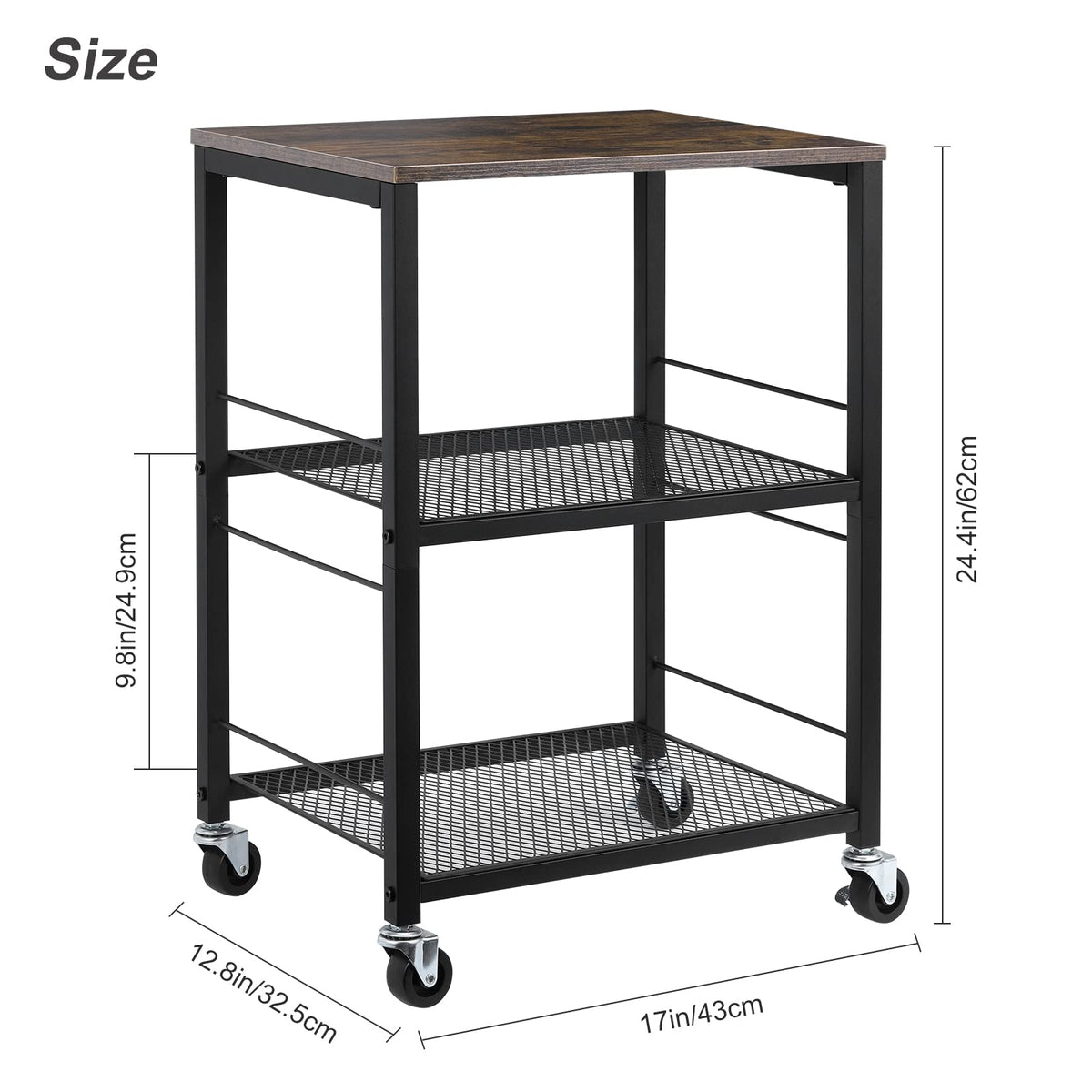3 Tier End Table with Wheel Y285804