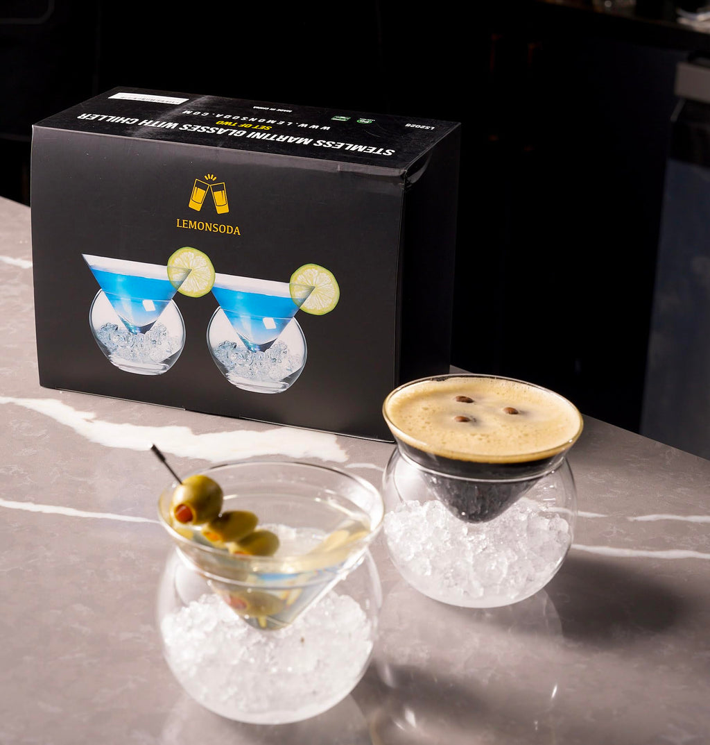 Stemless Martini Glasses with Chiller W9834
