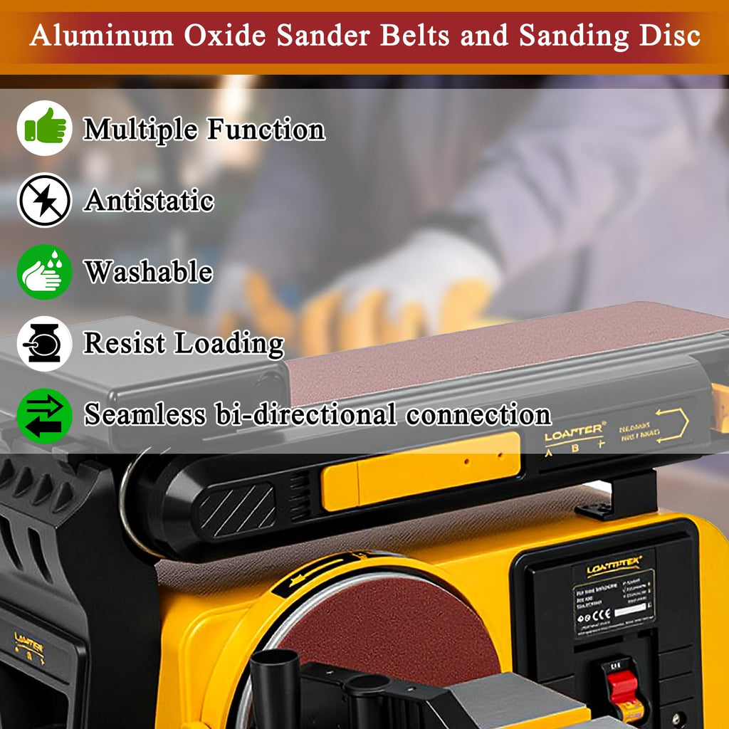 4 x 36 inch 11 Pc Sanding Belts and 6" Self Stick Sanding Disc Set G832