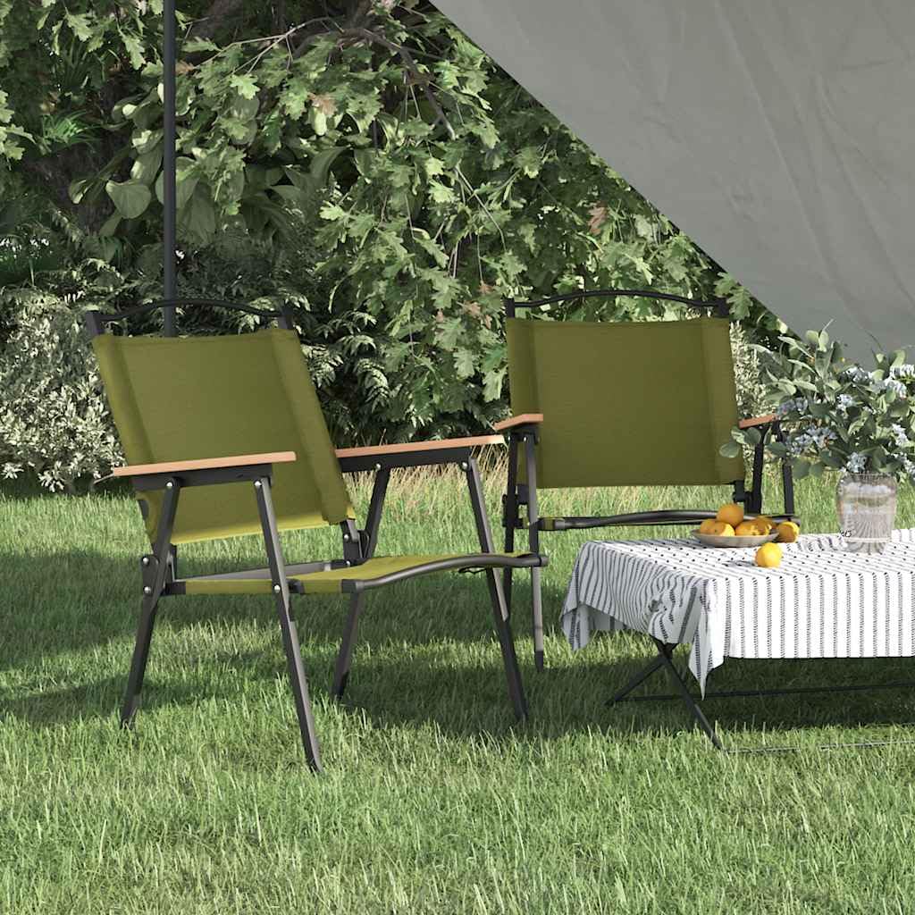 Green Oxford Fabric Folding Camping Chairs 2 Pack Q40292
