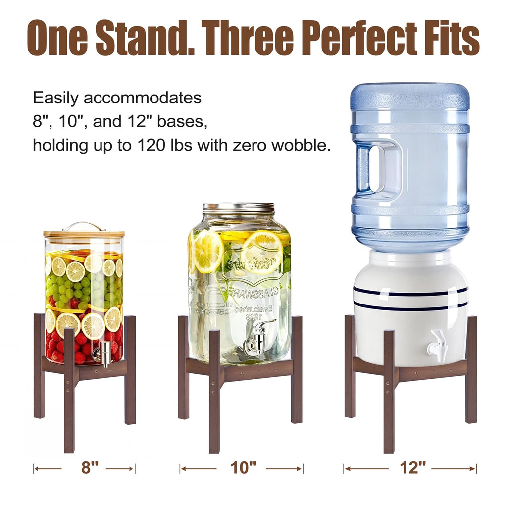 Adjustable Bamboo Drink Dispenser Stand for 2-5 Gallon X763532