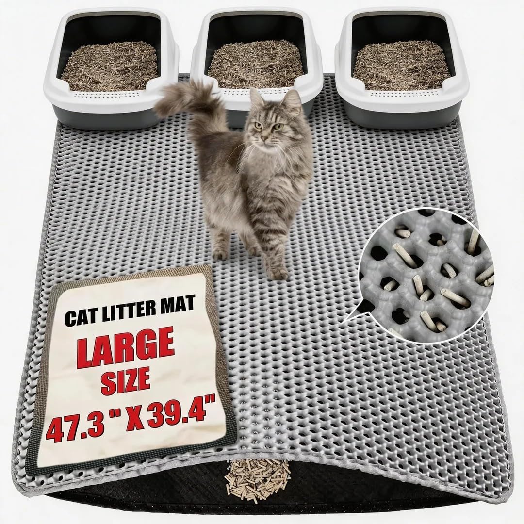 XXL Gray Double-Layer Cat Litter Mat D905