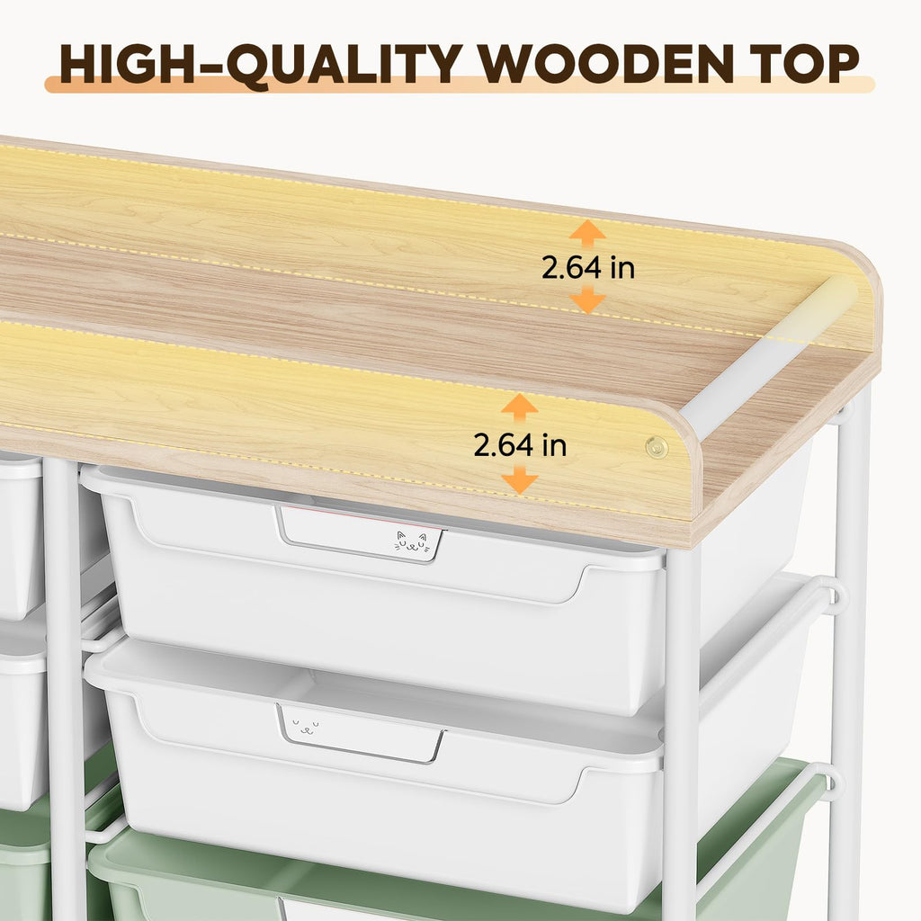10 Drawer Rolling Cart Green J5281