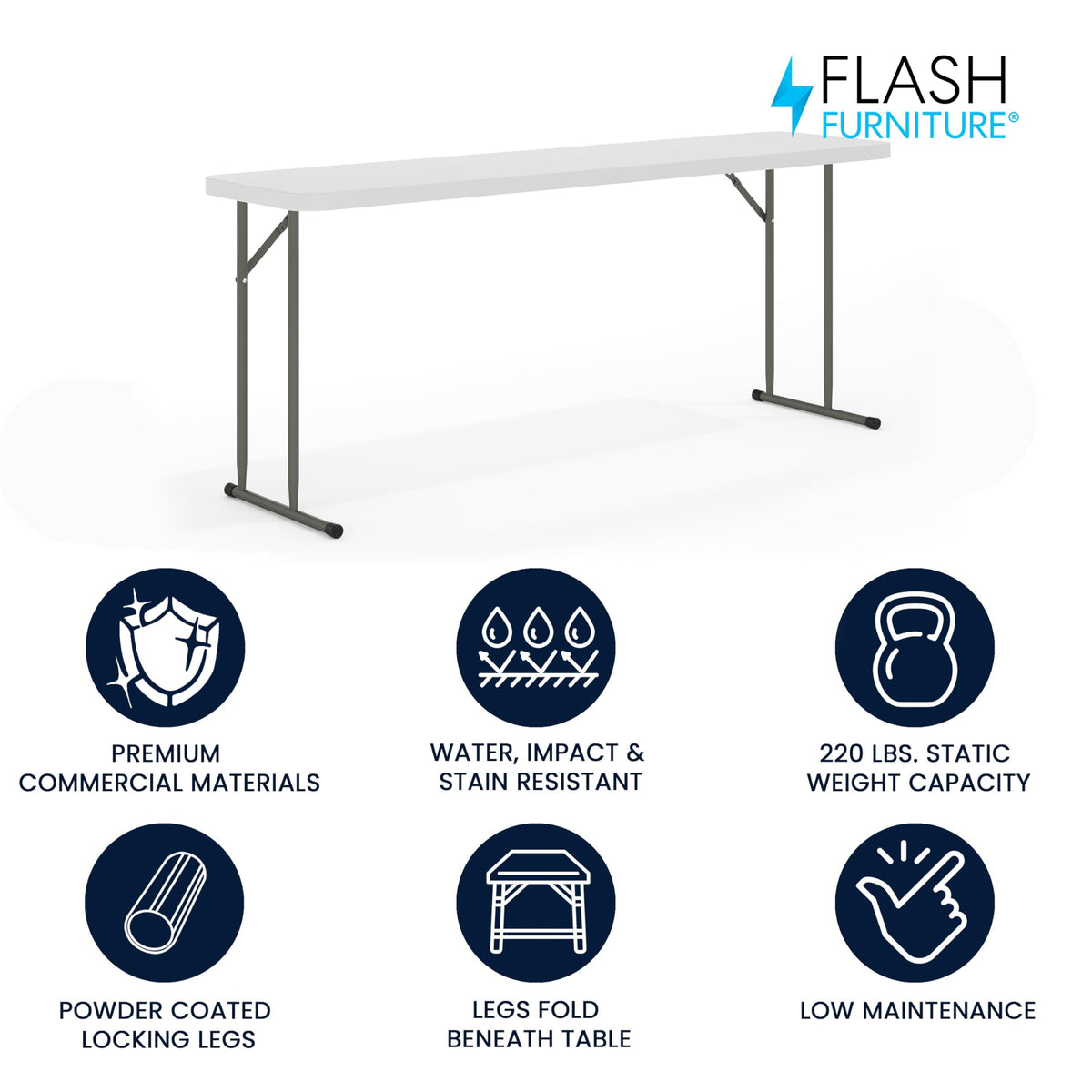6 ft Plastic Folding Training Table R607
