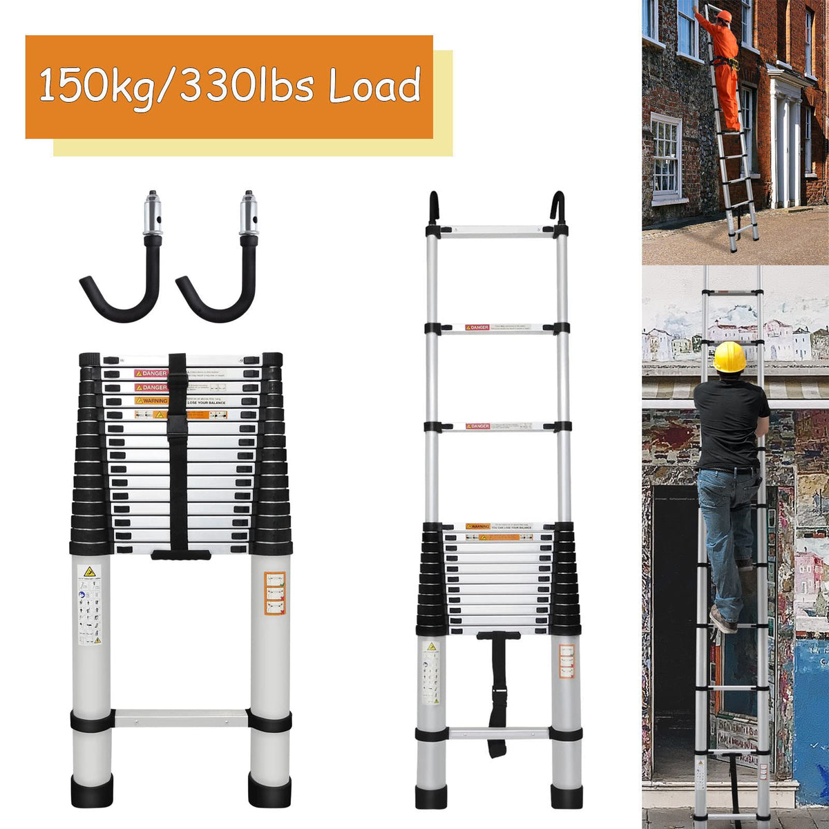 20.3ft Aluminum Telescoping Ladder 330lbs H82175