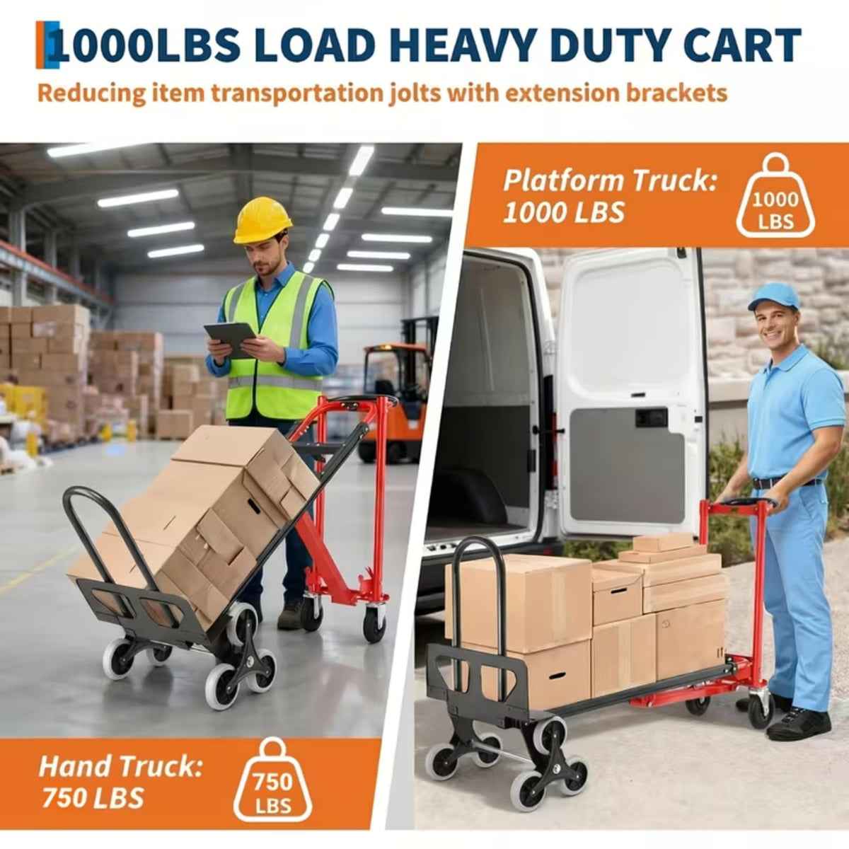 Heavy Duty 1000 LBS 4-in-1 Convertible Steel Hand Truck A134368