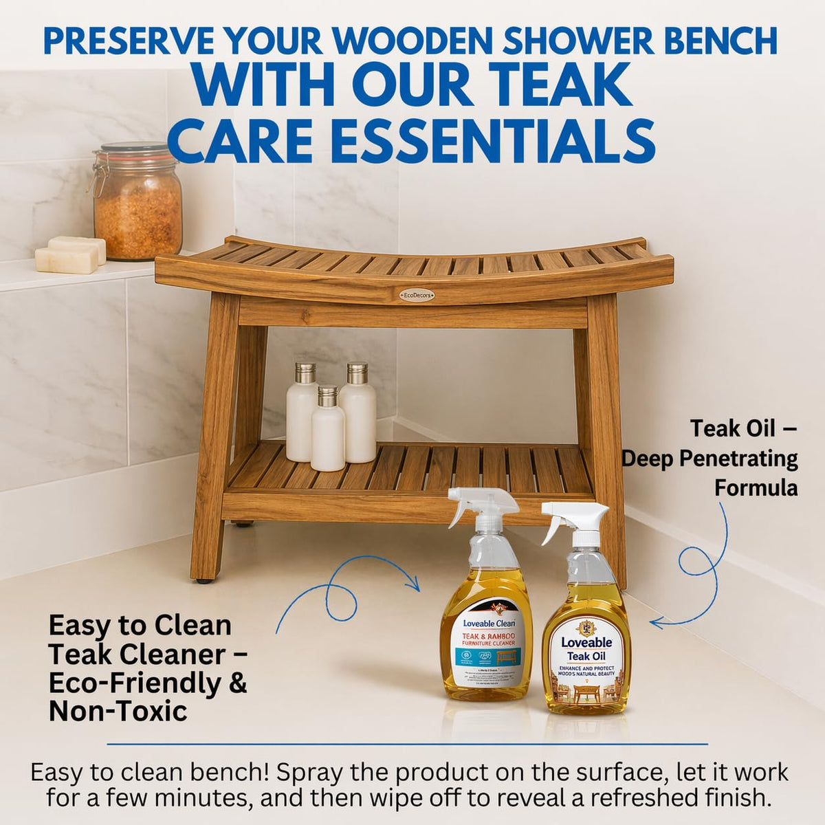 30-Inch Teak Shower Bench B550
