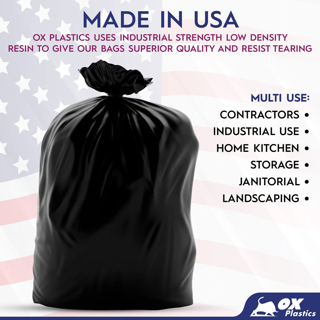 42 Gallon 1.5mil Black Trash Can Liners 100 Count T703