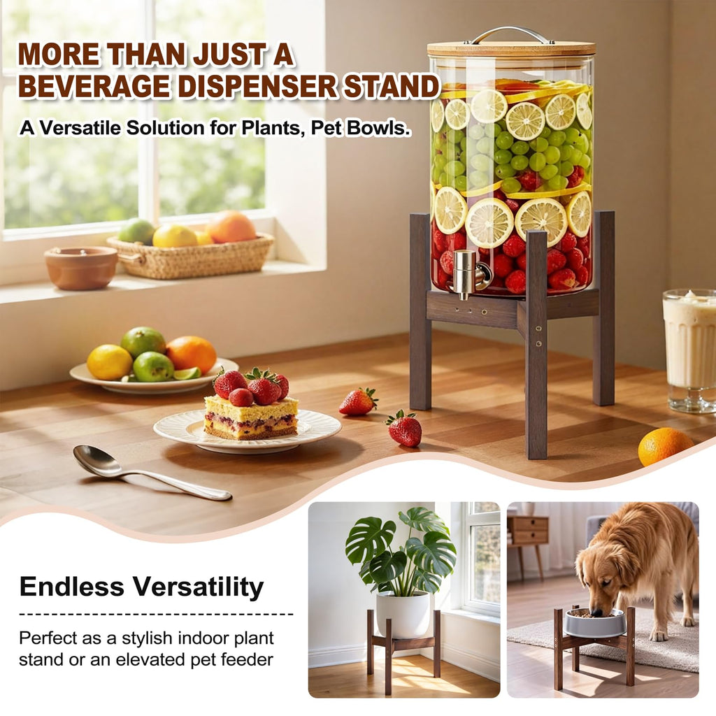 Adjustable Bamboo Drink Dispenser Stand for 2-5 Gallon X763532