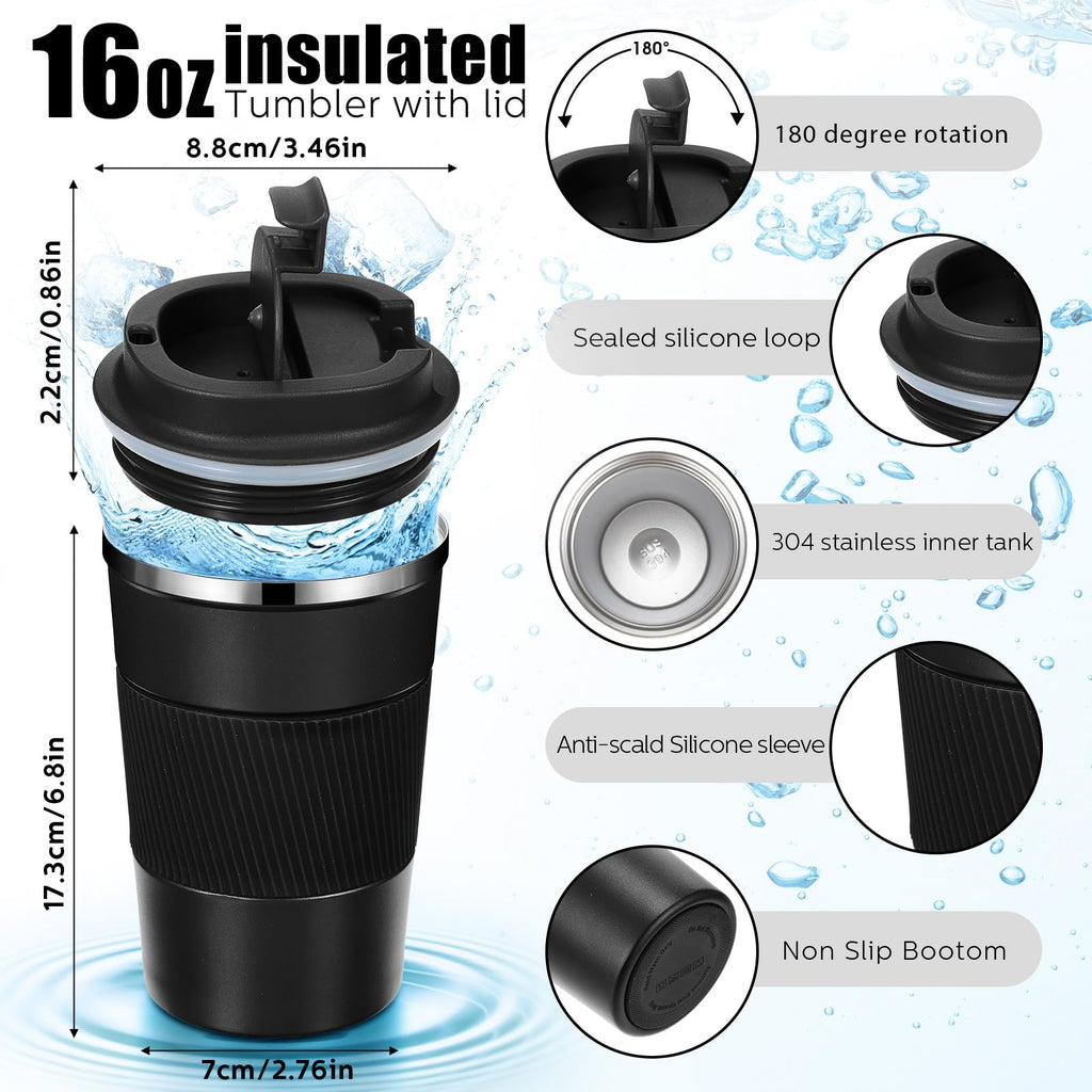 4 Pack 16 Oz Travel Coffee Mug with Lid O498385