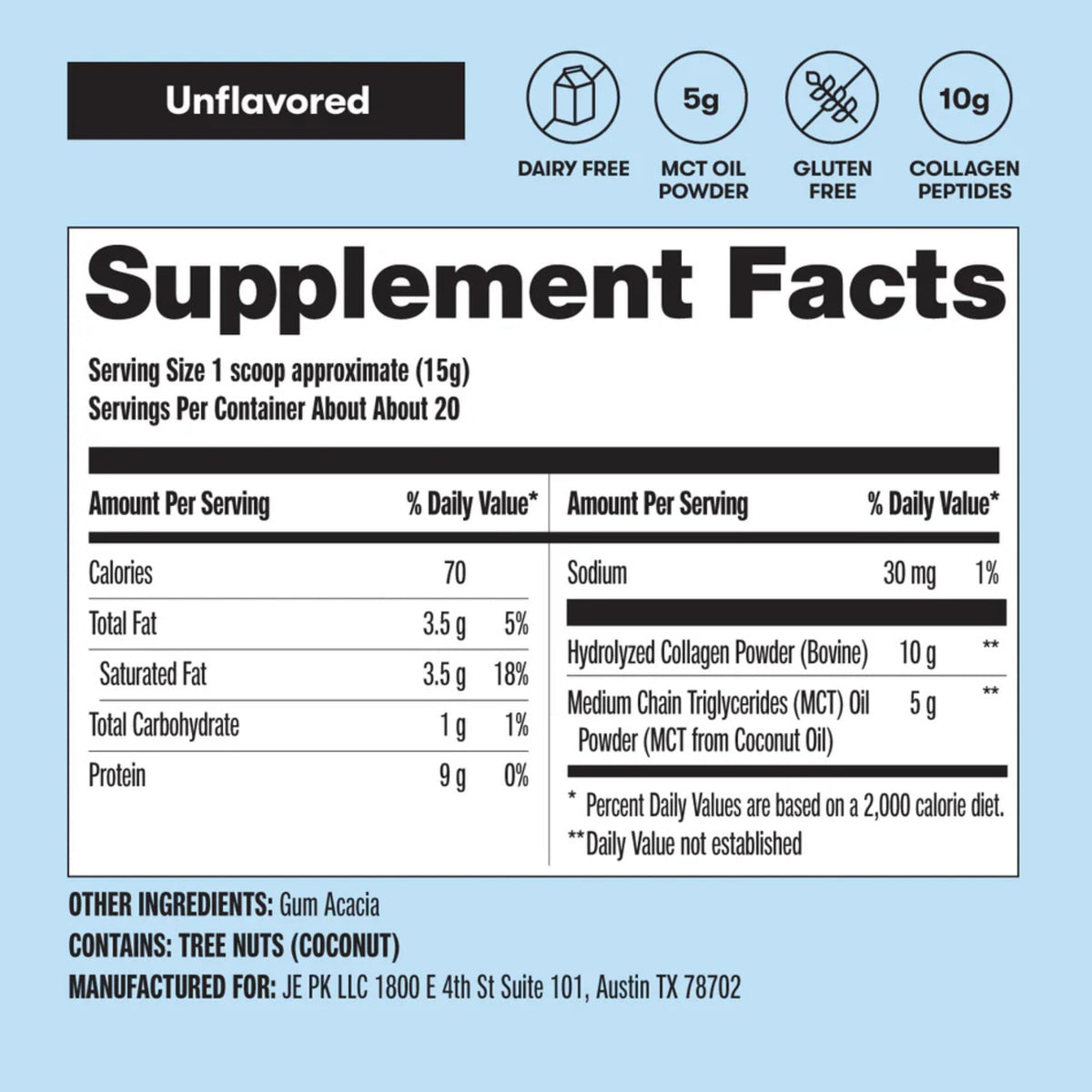 Unflavored Collagen Peptides Protein Powder X7519