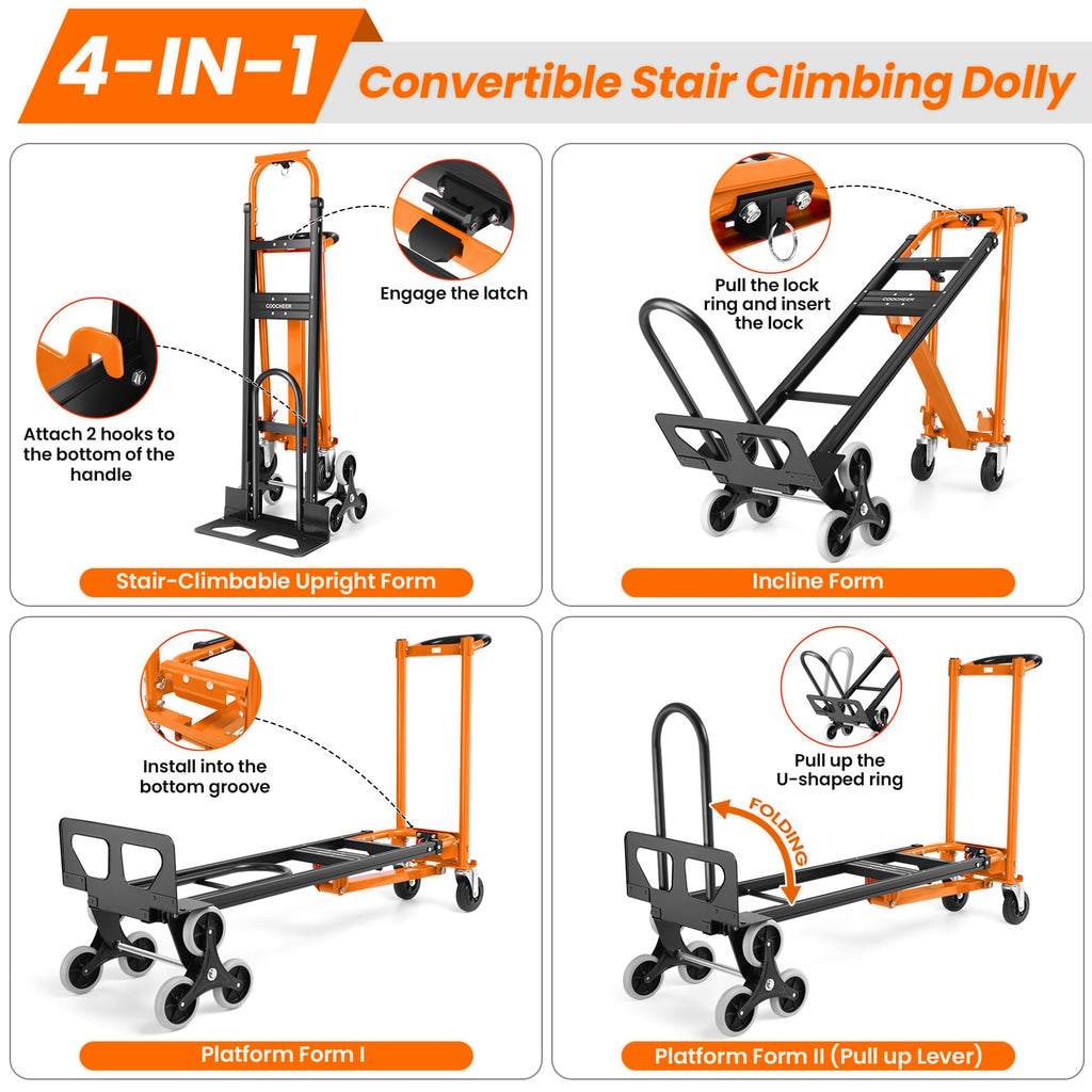 Heavy Duty 1000 LBS 4-in-1 Convertible Steel Hand Truck A134368