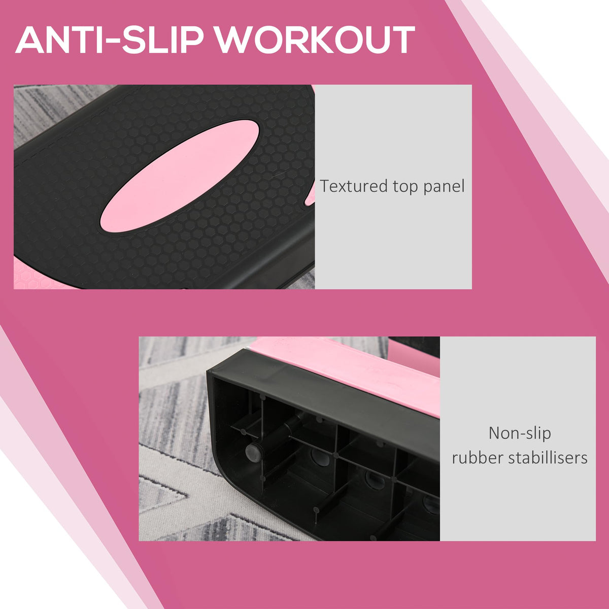 Adjustable Aerobic Stepper 4"-6"-8" Pink H1375