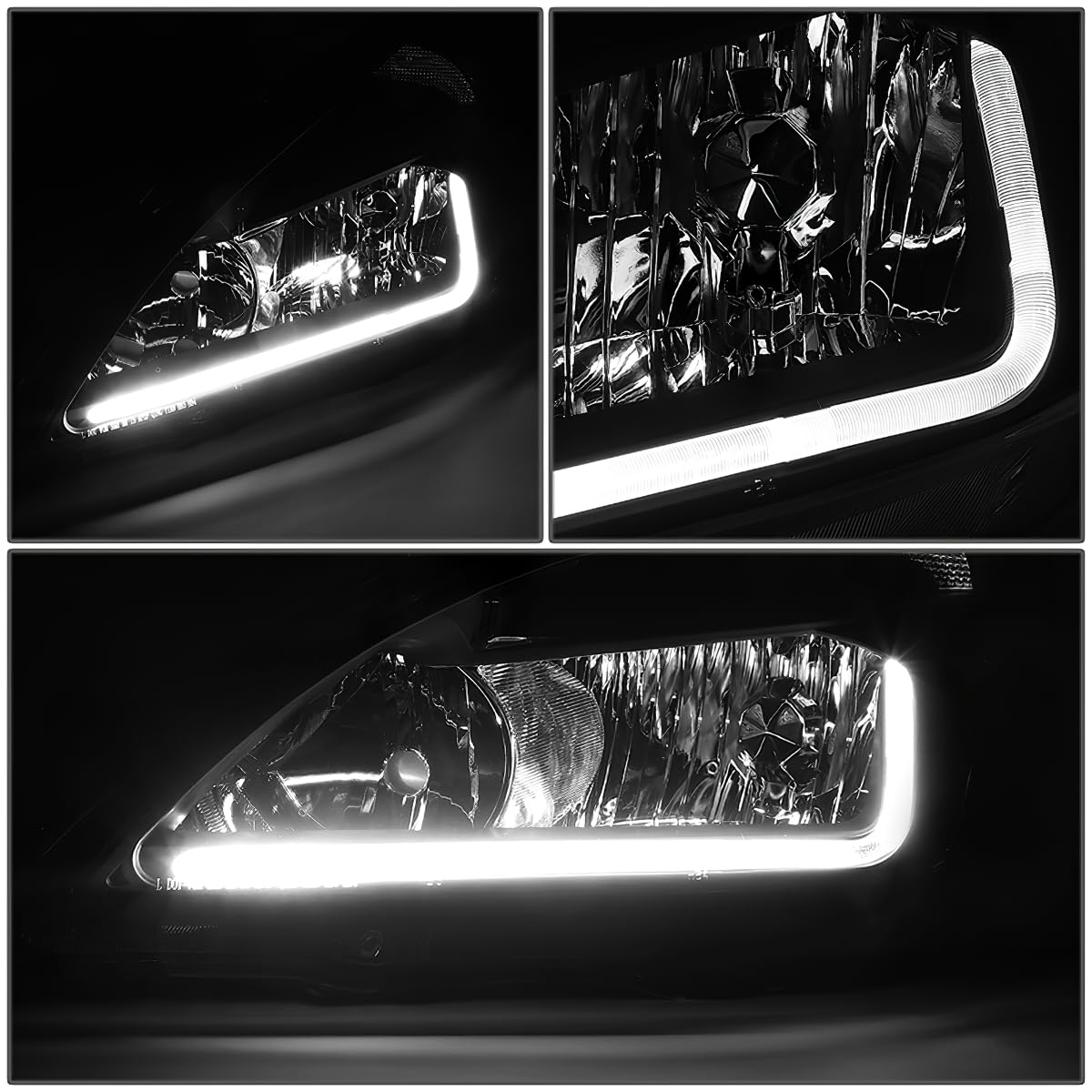 Headlight Assembly Left Right LED DRL Headlamp Set Black Housing Clear Corner F866158