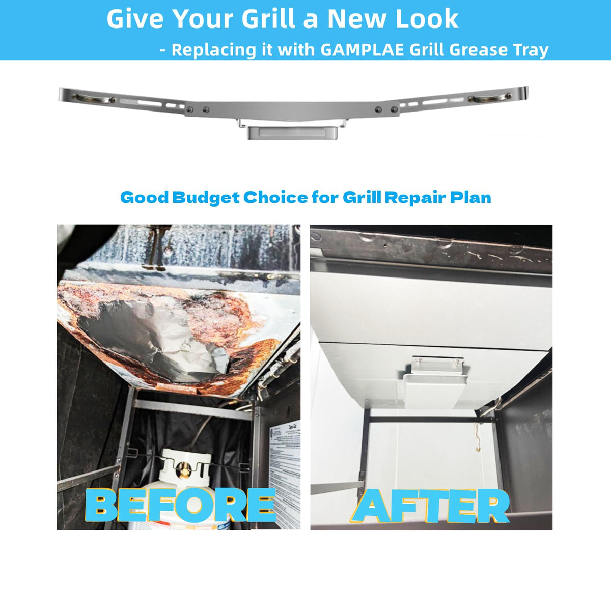 Adjustable Stainless Steel Grill Grease Tray with Catch Pan H98509