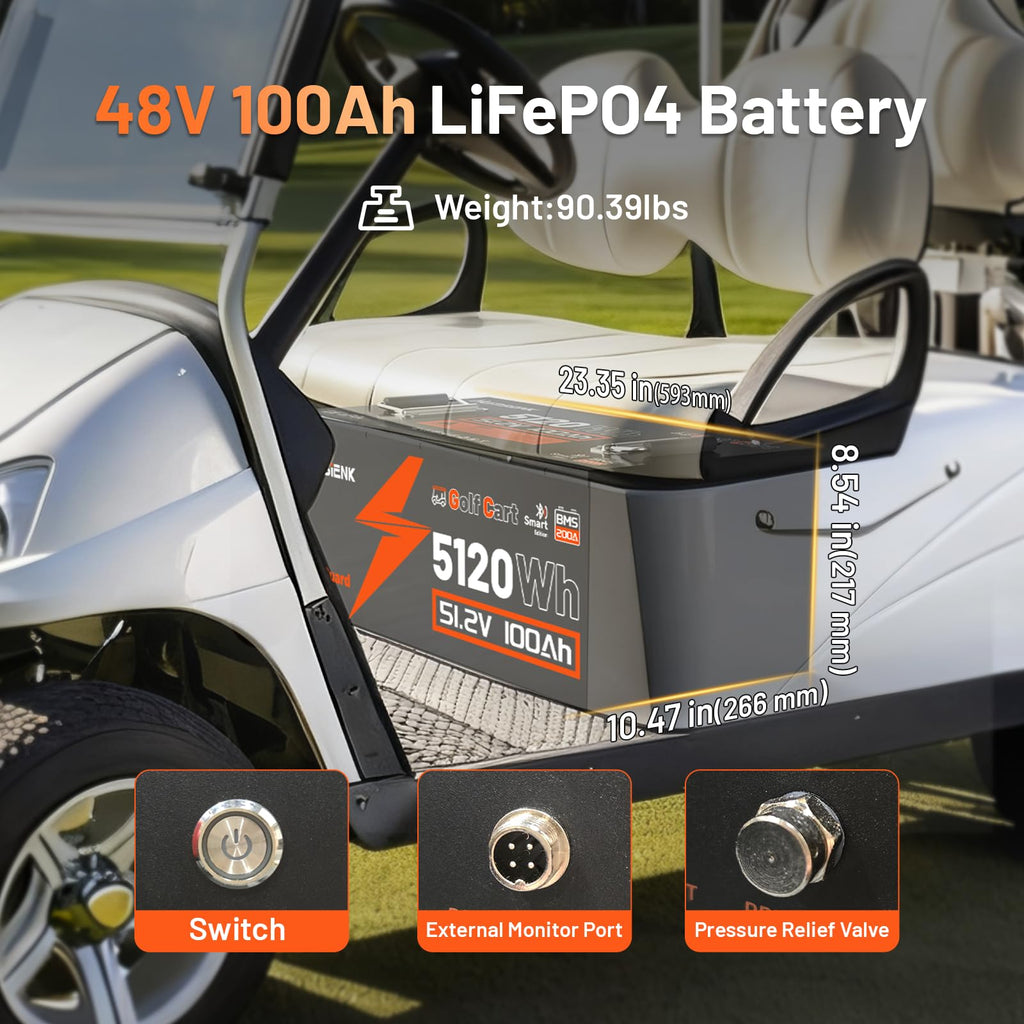 48V 100Ah LiFePO4 Golf Cart Battery C600