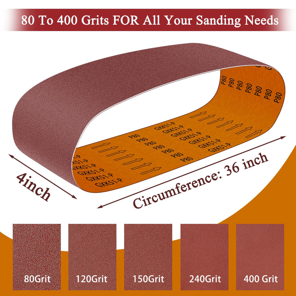 4 x 36 inch 11 Pc Sanding Belts and 6" Self Stick Sanding Disc Set G832
