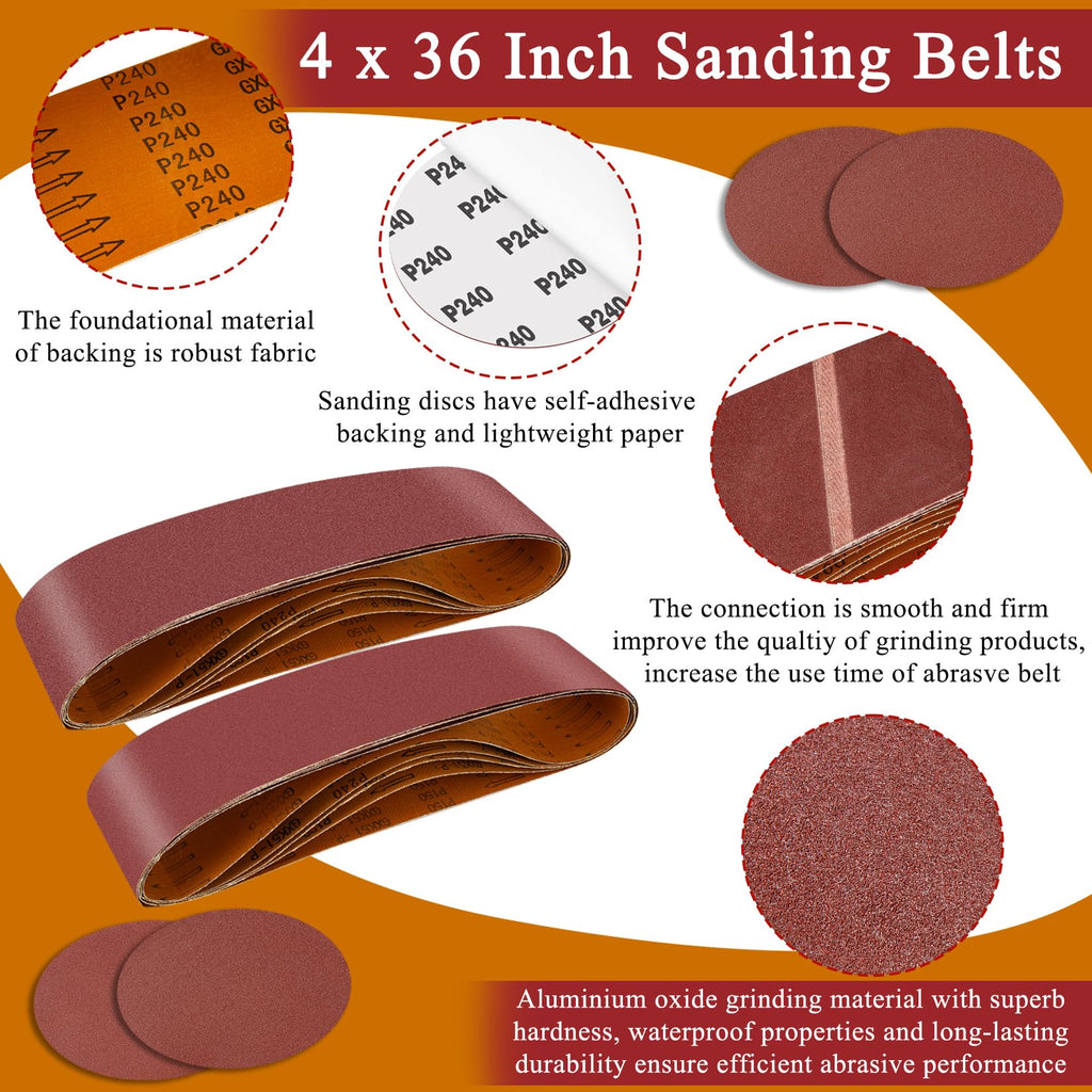 4 x 36 inch 11 Pc Sanding Belts and 6" Self Stick Sanding Disc Set G832