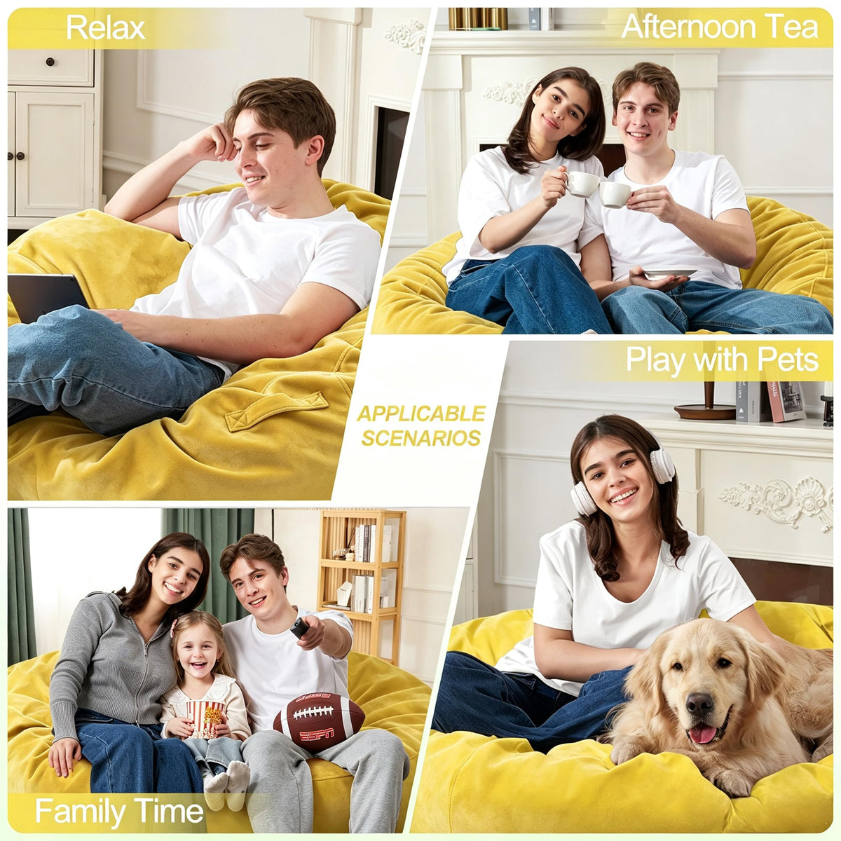 3FT Bean Bag Chair with Washable Cover P980030