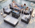 9 Piece Light Grey Patio Furniture Set with Fire Pit E14301