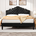 Queen Size Velvet Upholstered Bed Frame with Adjustable Headboard H8957