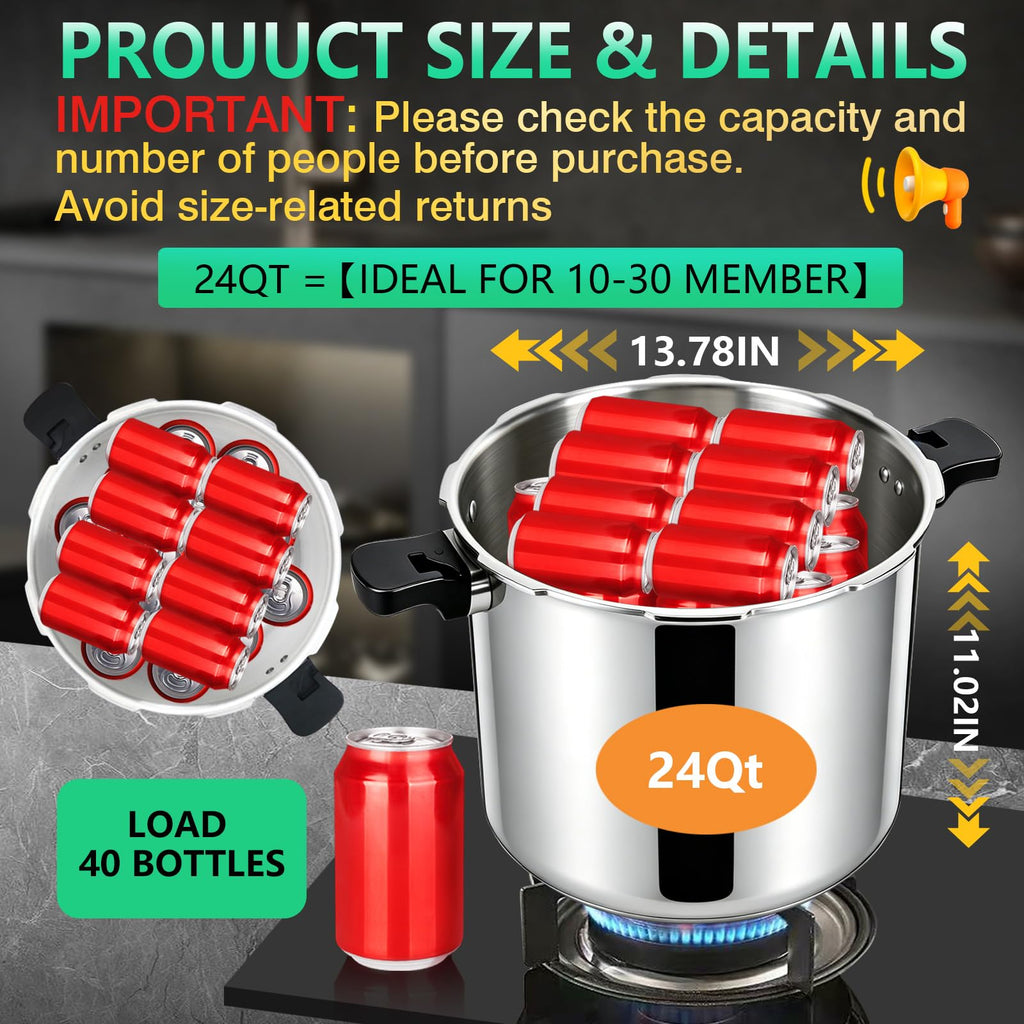 23-24QT Aluminum Pressure Cooker with Pressure Gauge L992