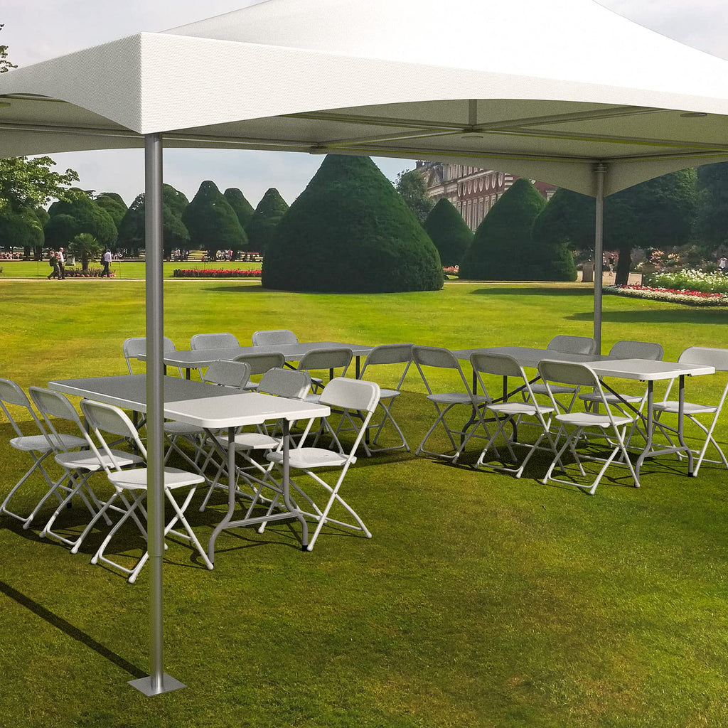 White Plastic Folding Chairs Set of 10 with Metal Frame E495
