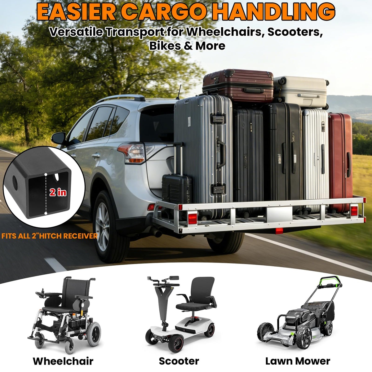 500LBS Aluminum Alloy Folding Hitch Cargo Carrier with Ramp E53794