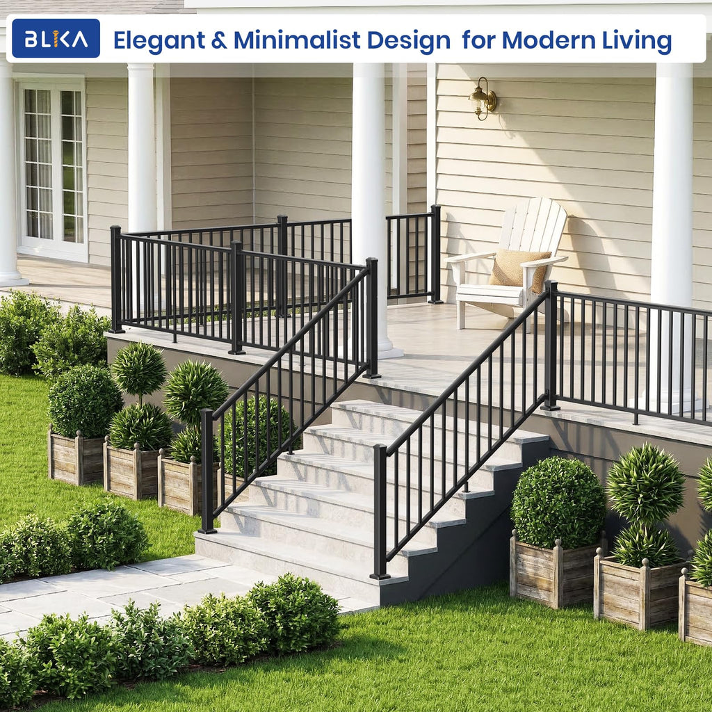 Aluminum Stair Railing Kit with Post, Matte Black N973