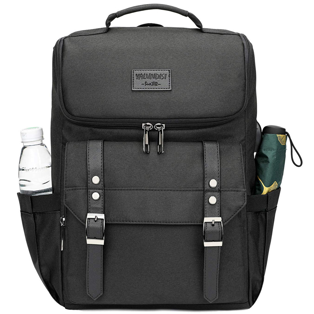 Vintage Laptop Backpack with USB Charging Port Fits 15.6 Inch Black M2573
