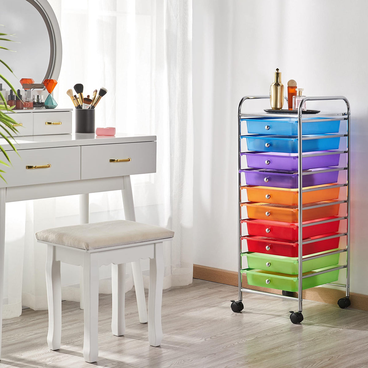 10 Drawer Rolling Storage Cart with Wheels D548
