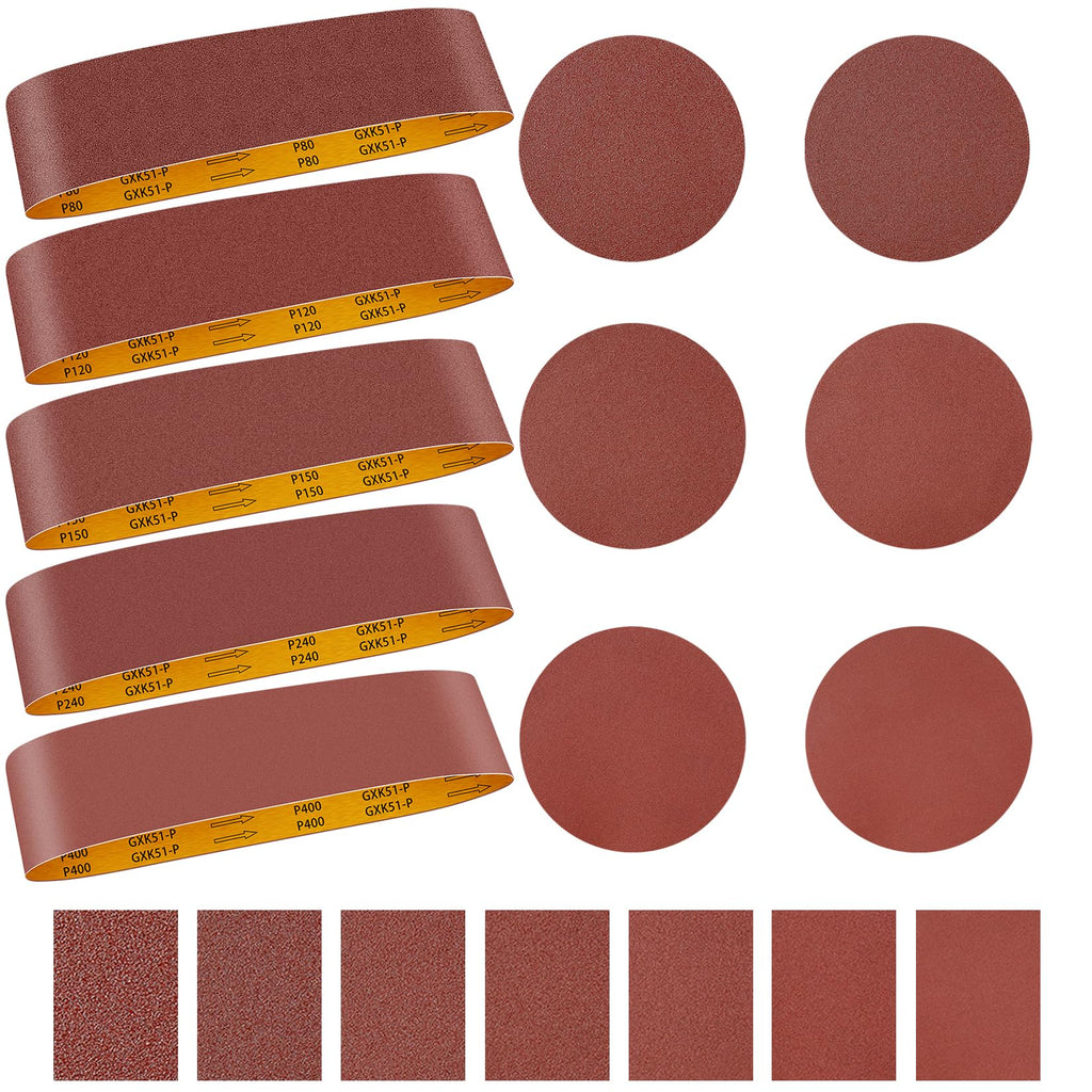4 x 36 inch 11 Pc Sanding Belts and 6" Self Stick Sanding Disc Set G832