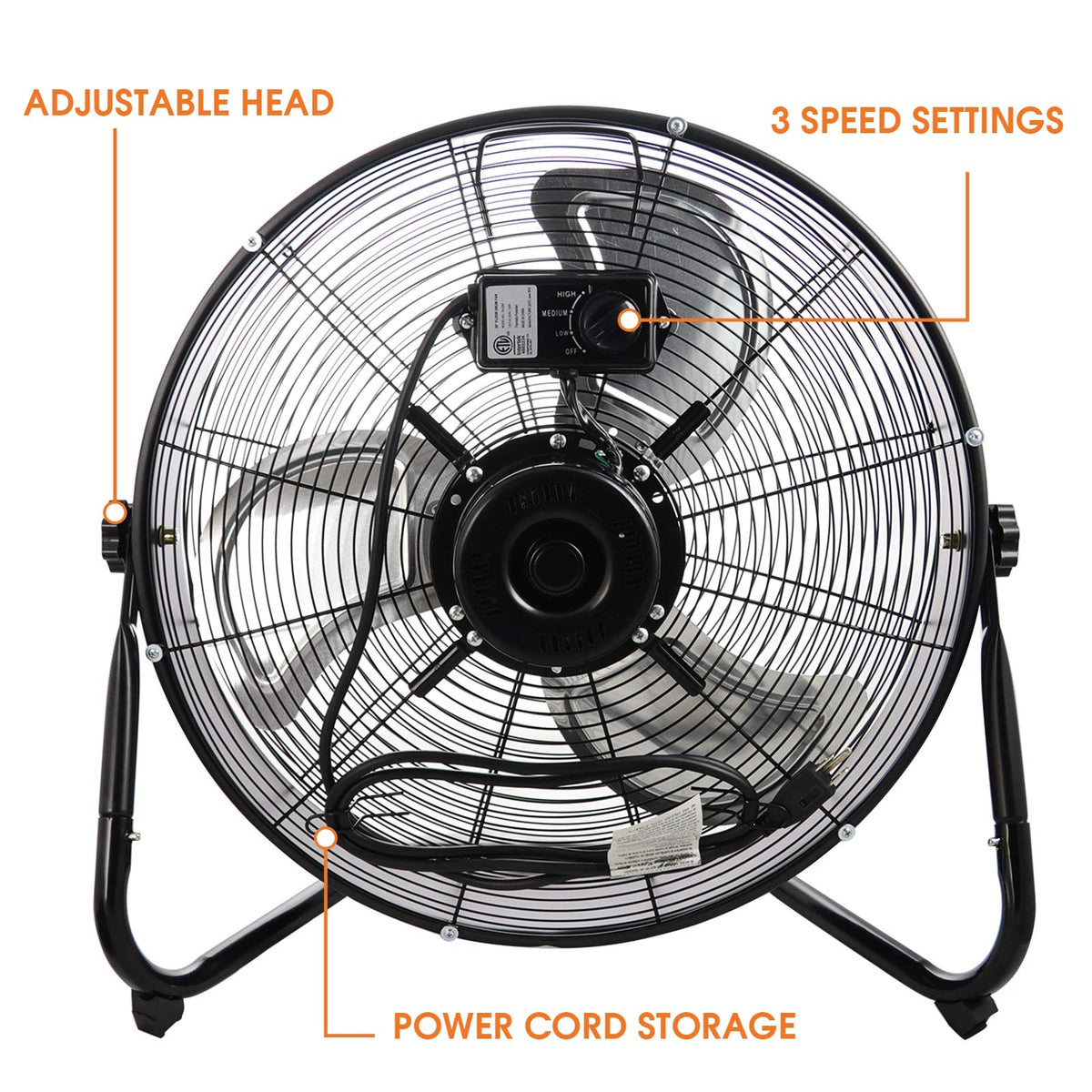 20" Industrial Floor Drum Fan with 3 Speed B4561