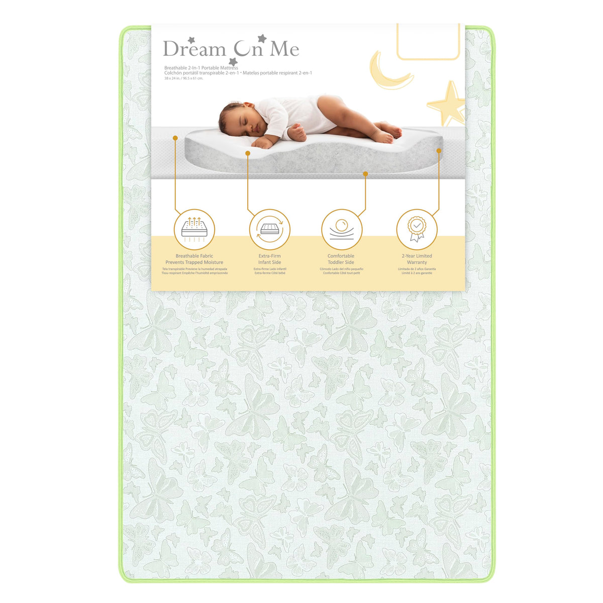 2-in-1 Breathable Dual-Sided Portable Mini Crib Mattress U276