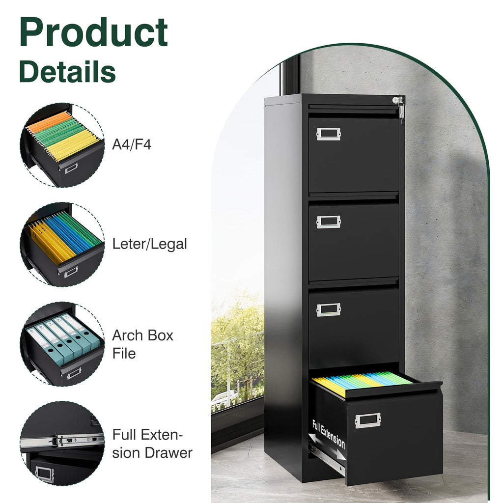 4 Drawer Metal File Cabinet with Lock M63456