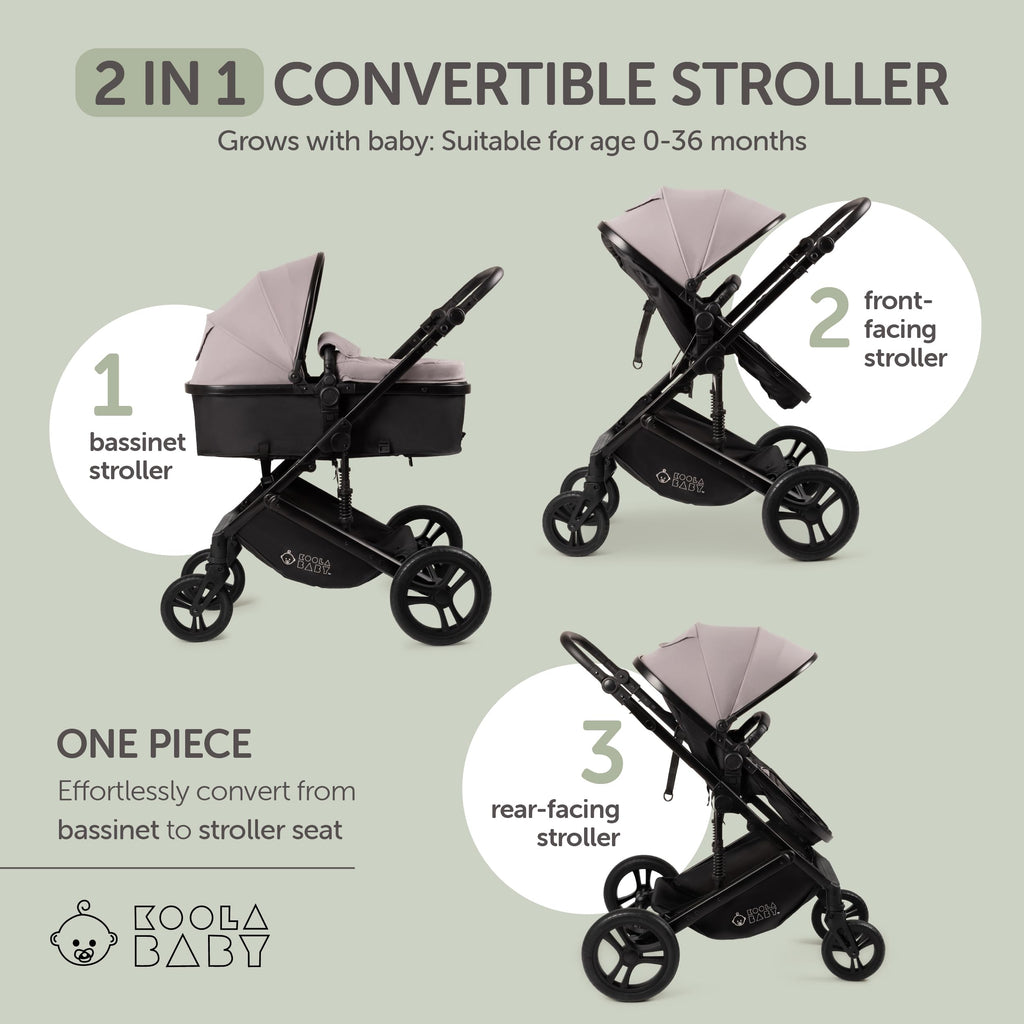 2-in-1 Foldable Baby Stroller with Extendable Canopy V183884