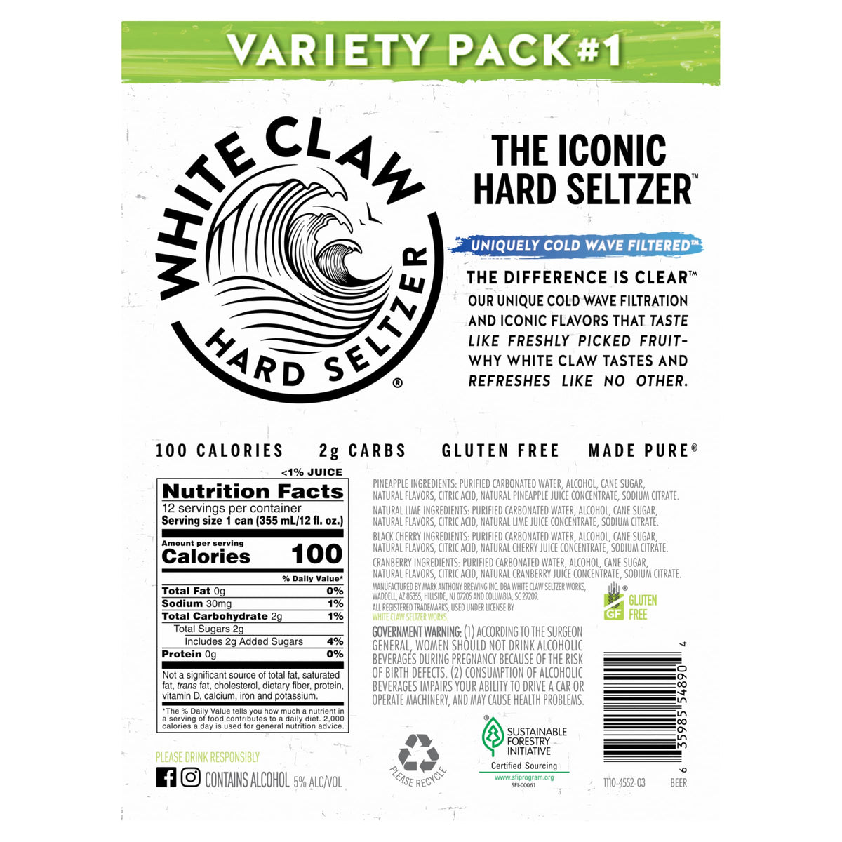 Hard Seltzer Variety Pack 12pk 12 Fl Oz Cans O21954