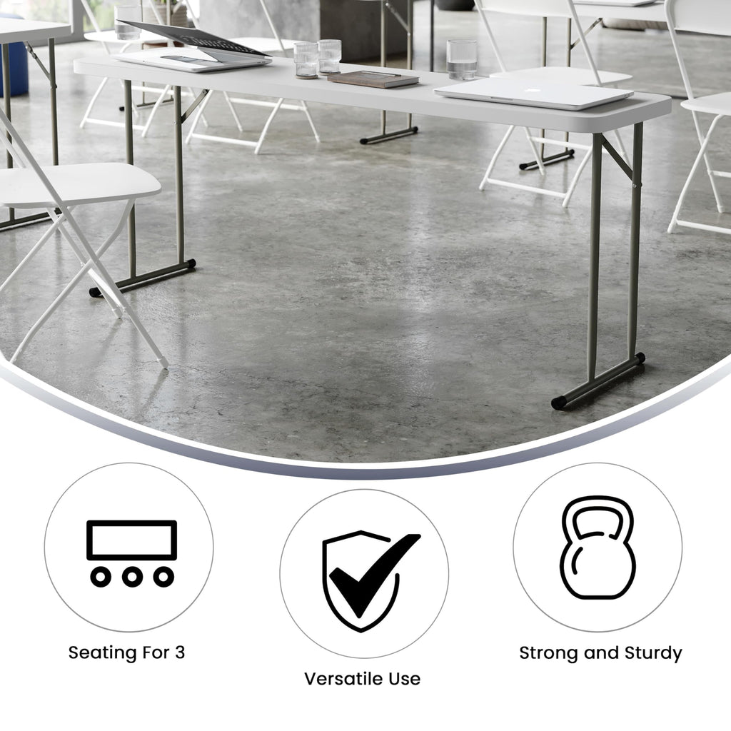 6 ft Plastic Folding Training Table R607