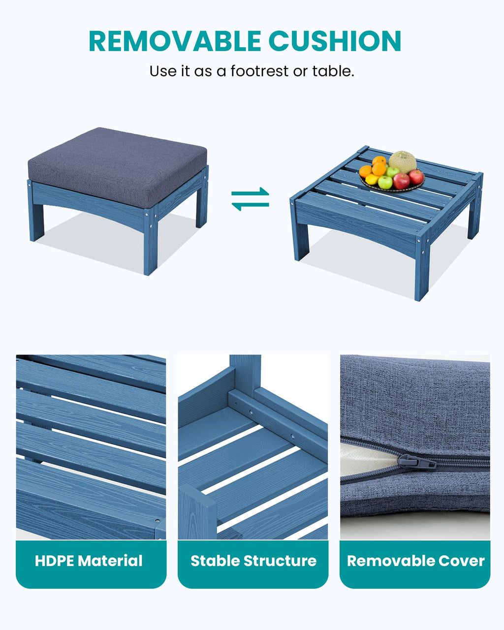 9 Pieces Blue Outdoor Sectional Sofa Set F768