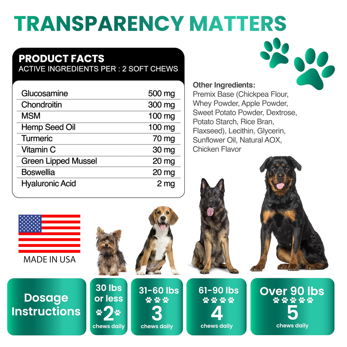 Hemp Hip and Joint Supplement for Dogs 170 Count M77055