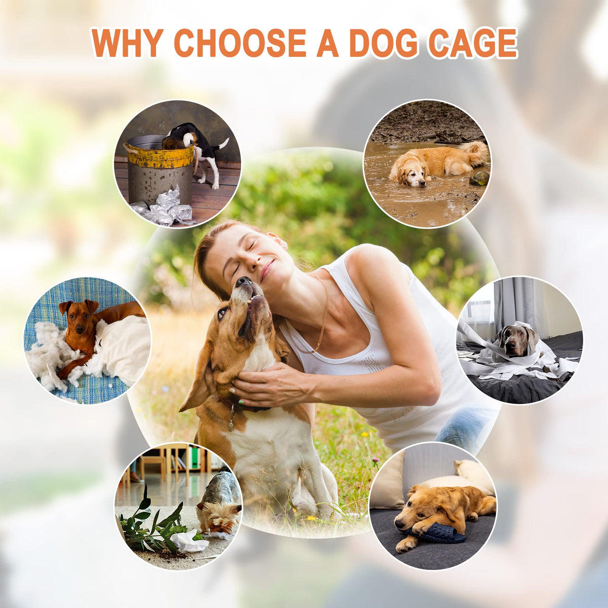 Double Door Folding Metal Wire Dog Crate with Tray Q674312