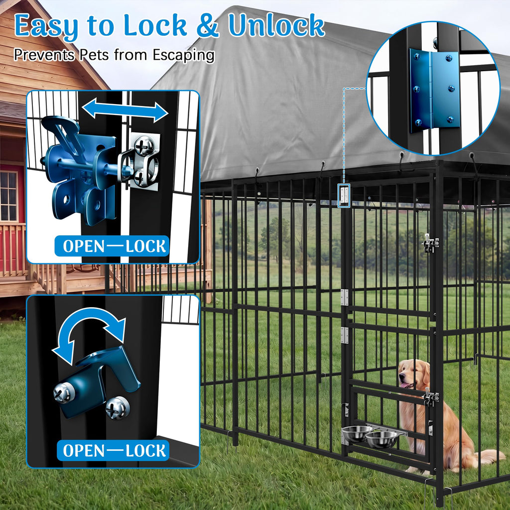 10×10FT Outdoor Dog Kennel with Roof R202293