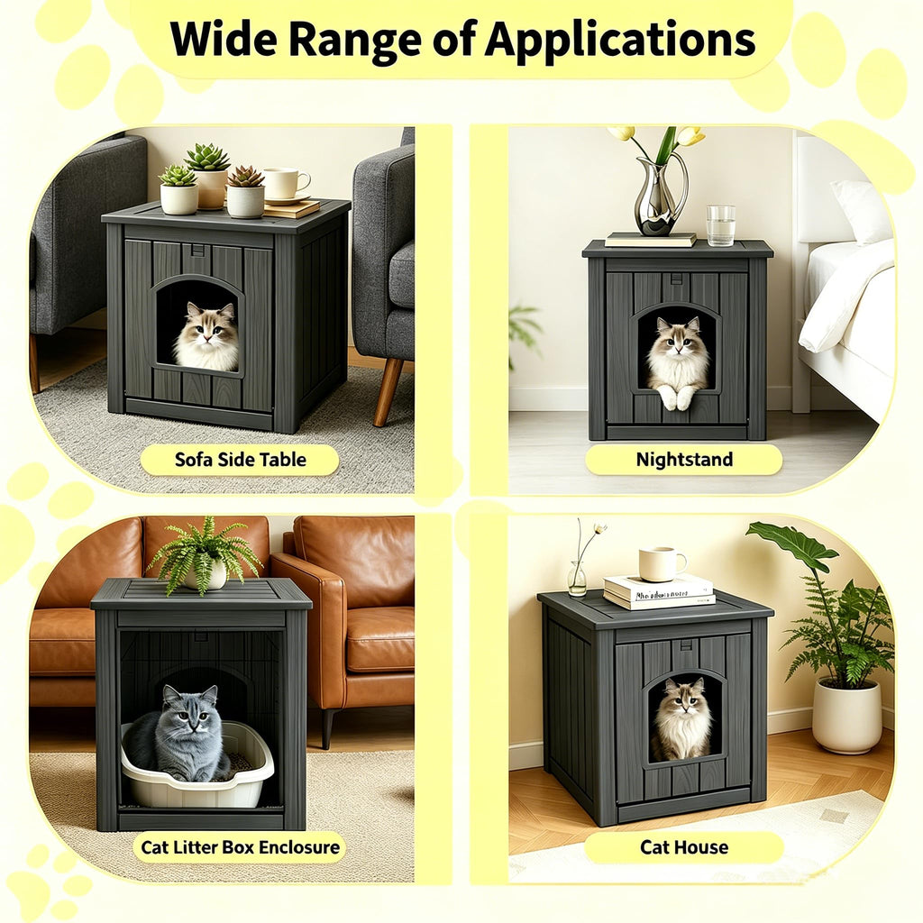 Black Outdoor Resin Cat House O652344