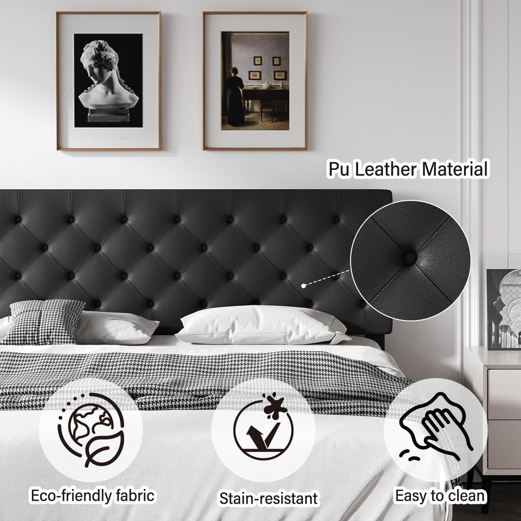 Queen Faux Leather Bed Frame with Headboard B5959