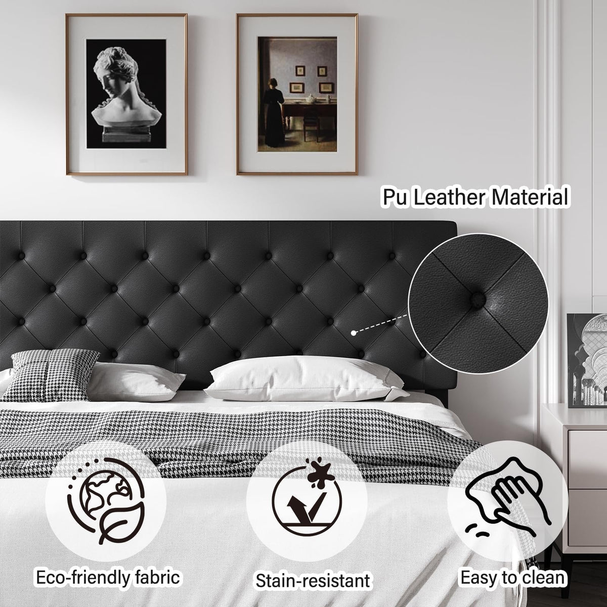 Queen Faux Leather Bed Frame with Headboard B5959