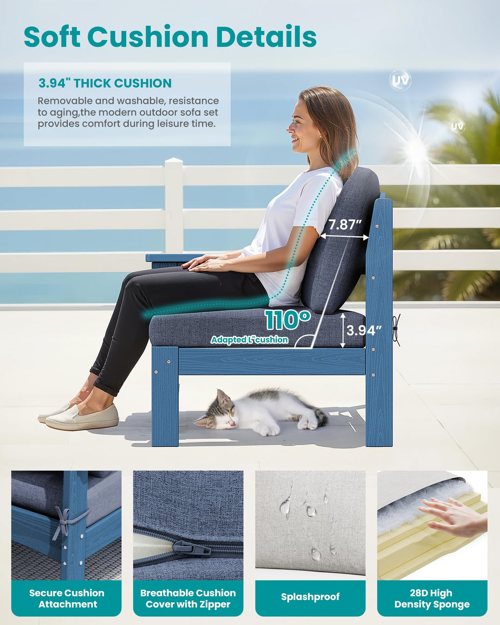 9 Pieces Blue Outdoor Sectional Sofa Set F768