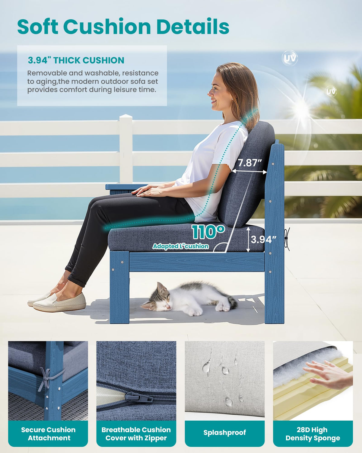 9 Pieces Blue Outdoor Sectional Sofa Set F768