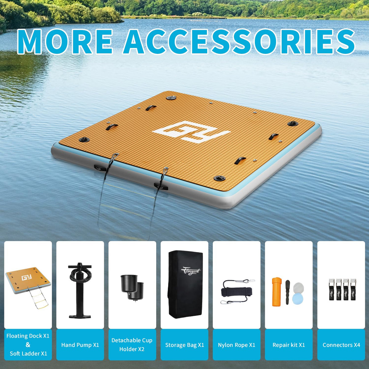7×7' Inflatable Floating Dock with Soft Ladder E538