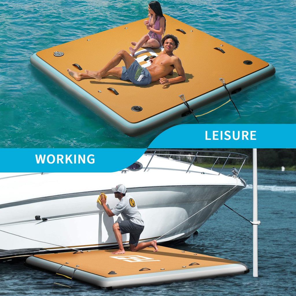 7×7' Inflatable Floating Dock with Soft Ladder E538